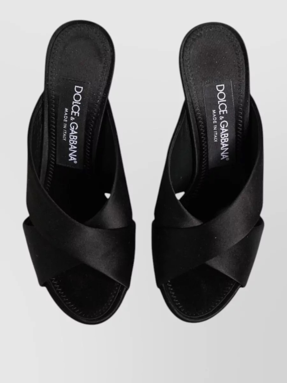Dolce & Gabbana Black Satin Crisscross Mule Slides like new